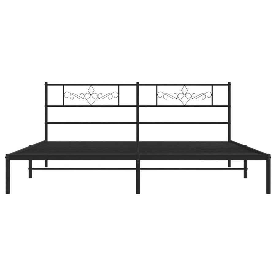 Bedframe met hoofdbord metaal zwart 183x213 cm 183 x 213 cm Zwart met hoofdbord