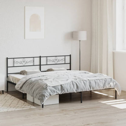 Bedframe met hoofdbord metaal zwart 183x213 cm 183 x 213 cm Zwart met hoofdbord