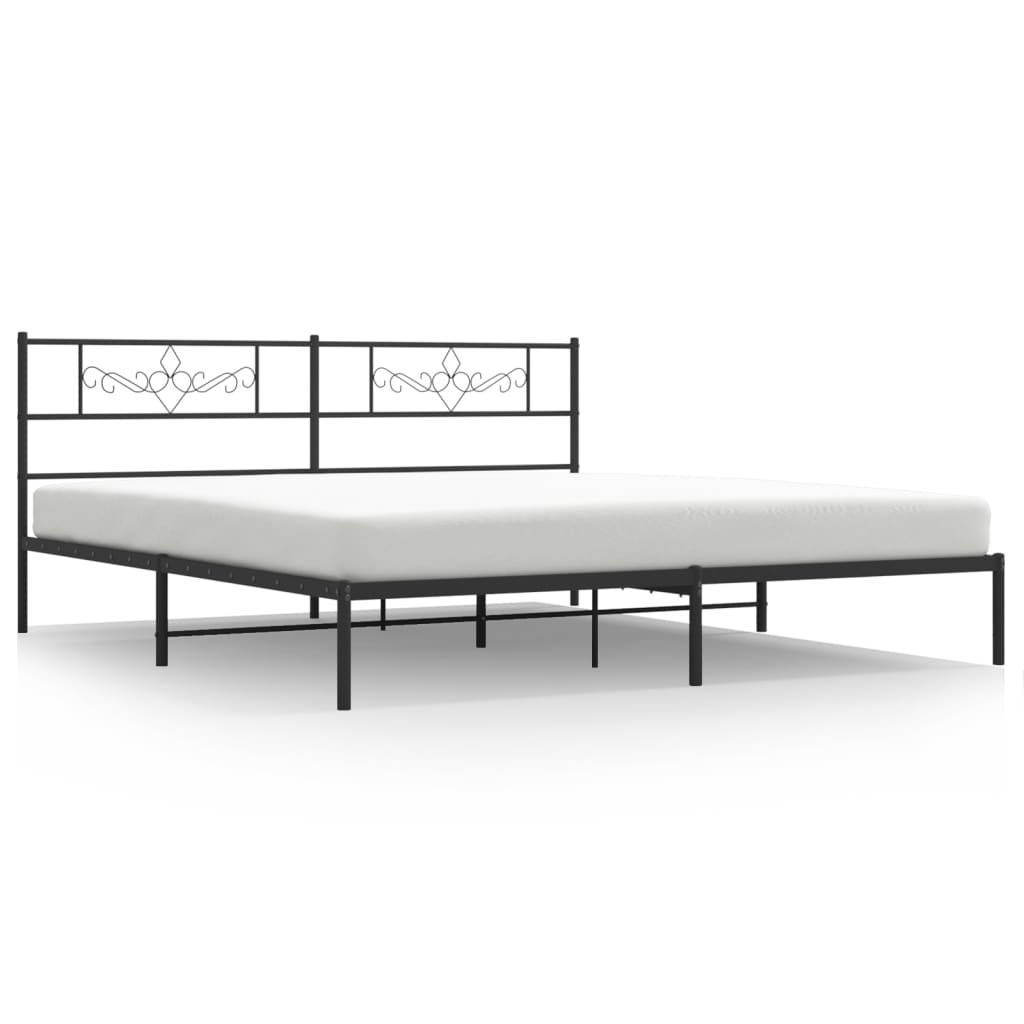 Bedframe met hoofdbord metaal zwart 193x203 cm 193 x 203 cm Zwart met hoofdbord
