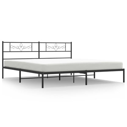 Bedframe met hoofdbord metaal zwart 193x203 cm 193 x 203 cm Zwart met hoofdbord