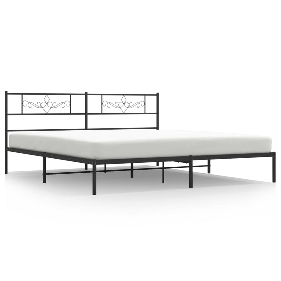 Bedframe met hoofdbord metaal zwart 193x203 cm 193 x 203 cm Zwart met hoofdbord