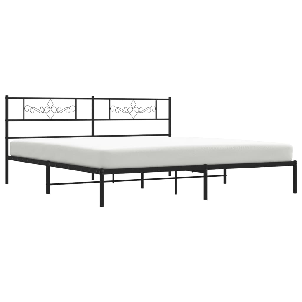 Bedframe met hoofdbord metaal zwart 193x203 cm 193 x 203 cm Zwart met hoofdbord
