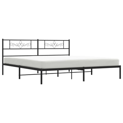 Bedframe met hoofdbord metaal zwart 193x203 cm 193 x 203 cm Zwart met hoofdbord
