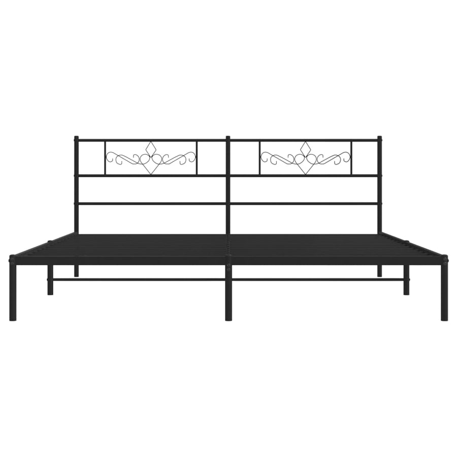 Bedframe met hoofdbord metaal zwart 193x203 cm 193 x 203 cm Zwart met hoofdbord