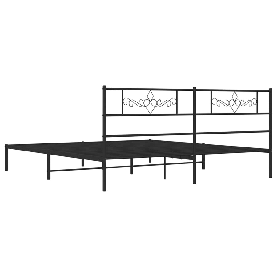 Bedframe met hoofdbord metaal zwart 193x203 cm 193 x 203 cm Zwart met hoofdbord