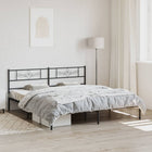 Bedframe metaal zwart 200x200 cm met hoofdbord