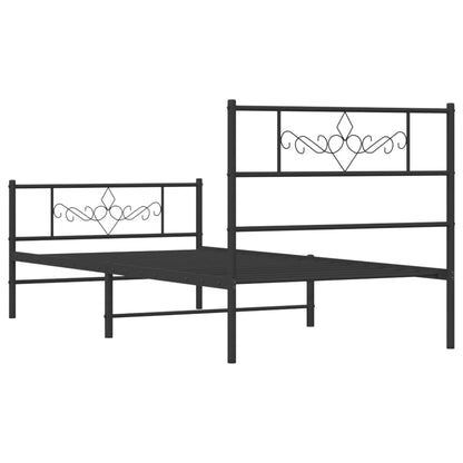Bedframe met hoofd- en voeteneinde metaal zwart 75x190 cm 75 x 190 cm Zwart met hoofdbord & voetbord