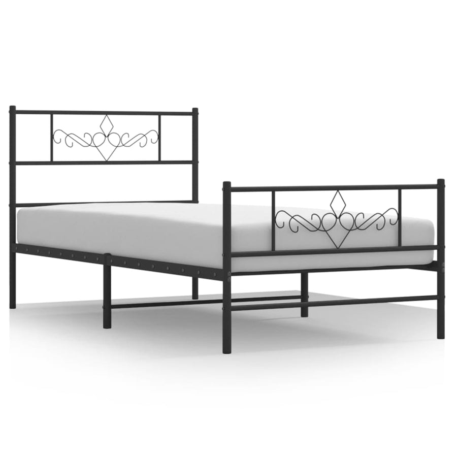 Bedframe met hoofd- en voeteneinde metaal zwart 80x200 cm 80 x 200 cm Zwart met hoofdbord & voetbord