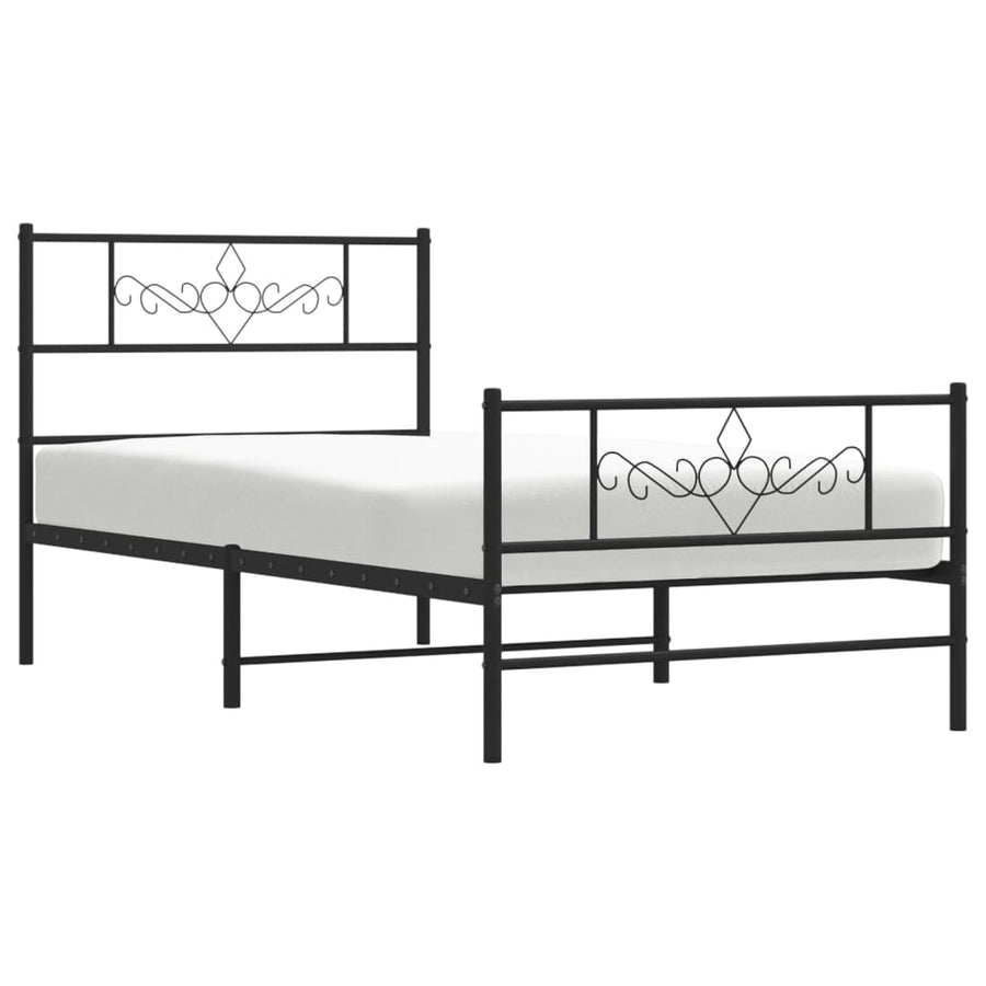 Bedframe met hoofd- en voeteneinde metaal zwart 80x200 cm 80 x 200 cm Zwart met hoofdbord & voetbord