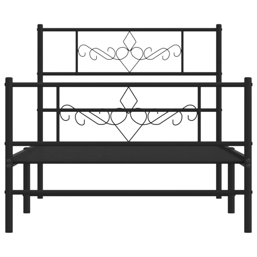 Bedframe met hoofd- en voeteneinde metaal zwart 80x200 cm 80 x 200 cm Zwart met hoofdbord & voetbord