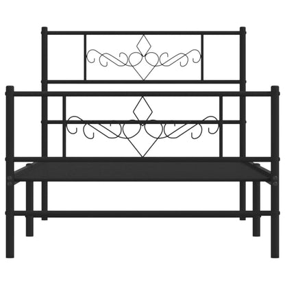 Bedframe met hoofd- en voeteneinde metaal zwart 80x200 cm 80 x 200 cm Zwart met hoofdbord & voetbord