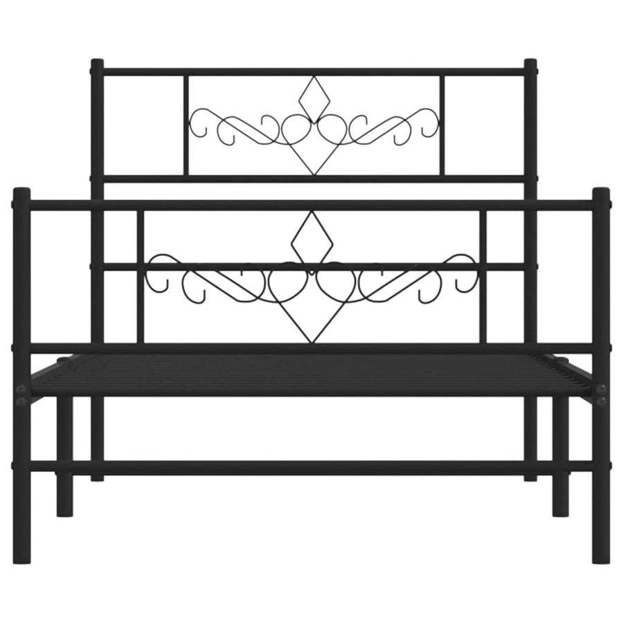 Bedframe met hoofd- en voeteneinde metaal zwart 80x200 cm 80 x 200 cm Zwart met hoofdbord & voetbord