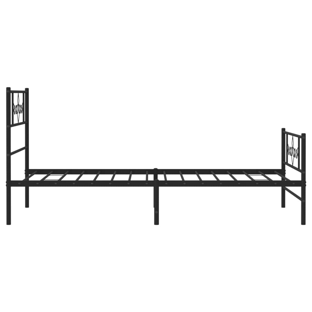 Bedframe met hoofd- en voeteneinde metaal zwart 80x200 cm 80 x 200 cm Zwart met hoofdbord & voetbord