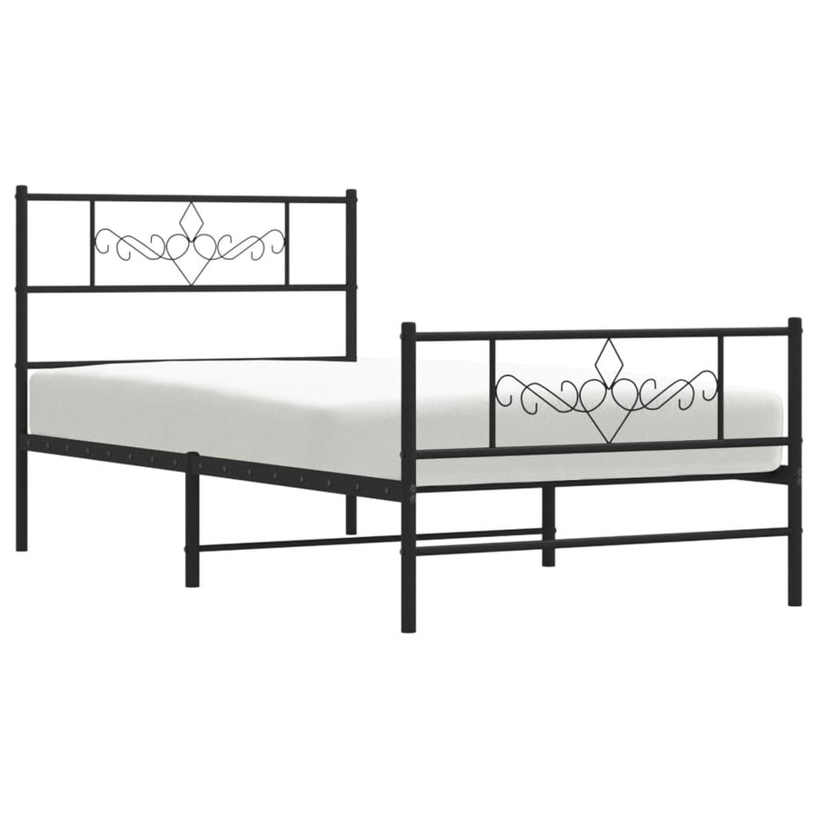 Bedframe met hoofd- en voeteneinde metaal zwart 90x190 cm 90 x 190 cm Zwart met hoofdbord & voetbord