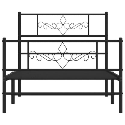 Bedframe met hoofd- en voeteneinde metaal zwart 90x190 cm 90 x 190 cm Zwart met hoofdbord & voetbord