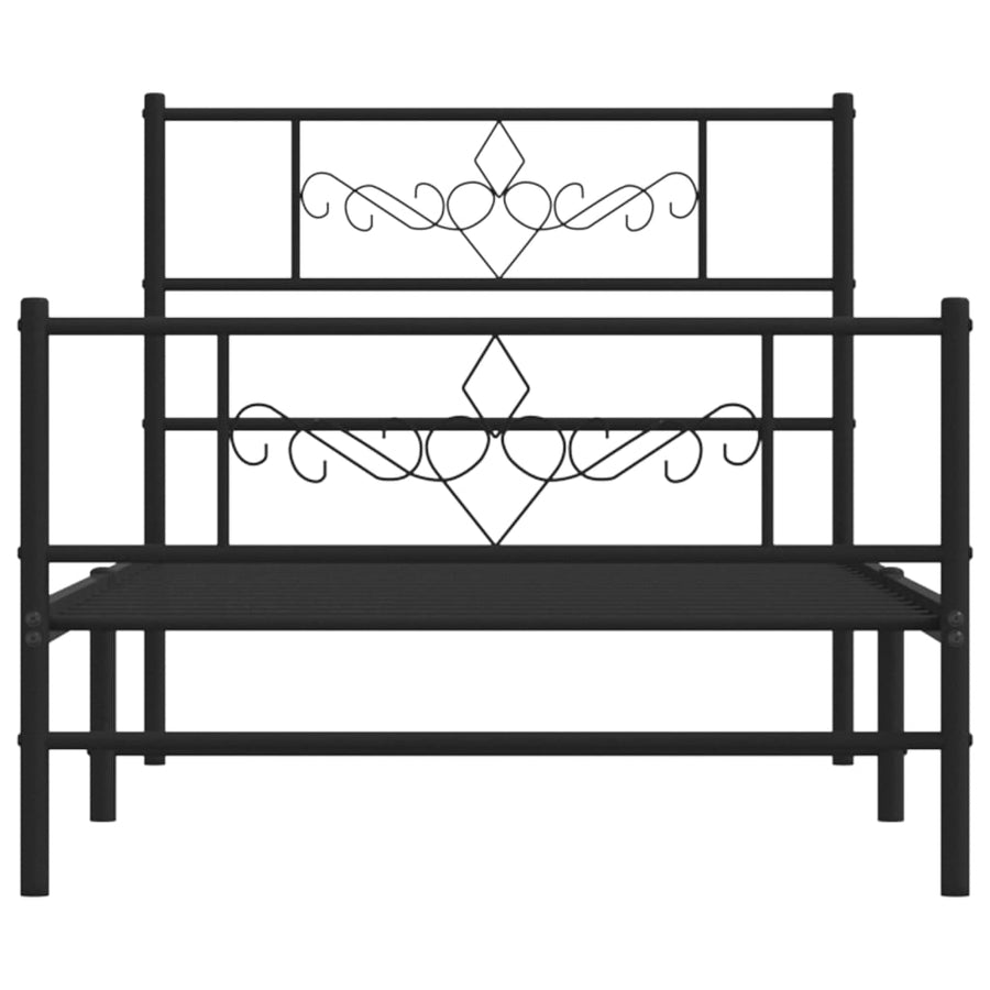 Bedframe met hoofd- en voeteneinde metaal zwart 100x190 cm 100 x 190 cm Zwart