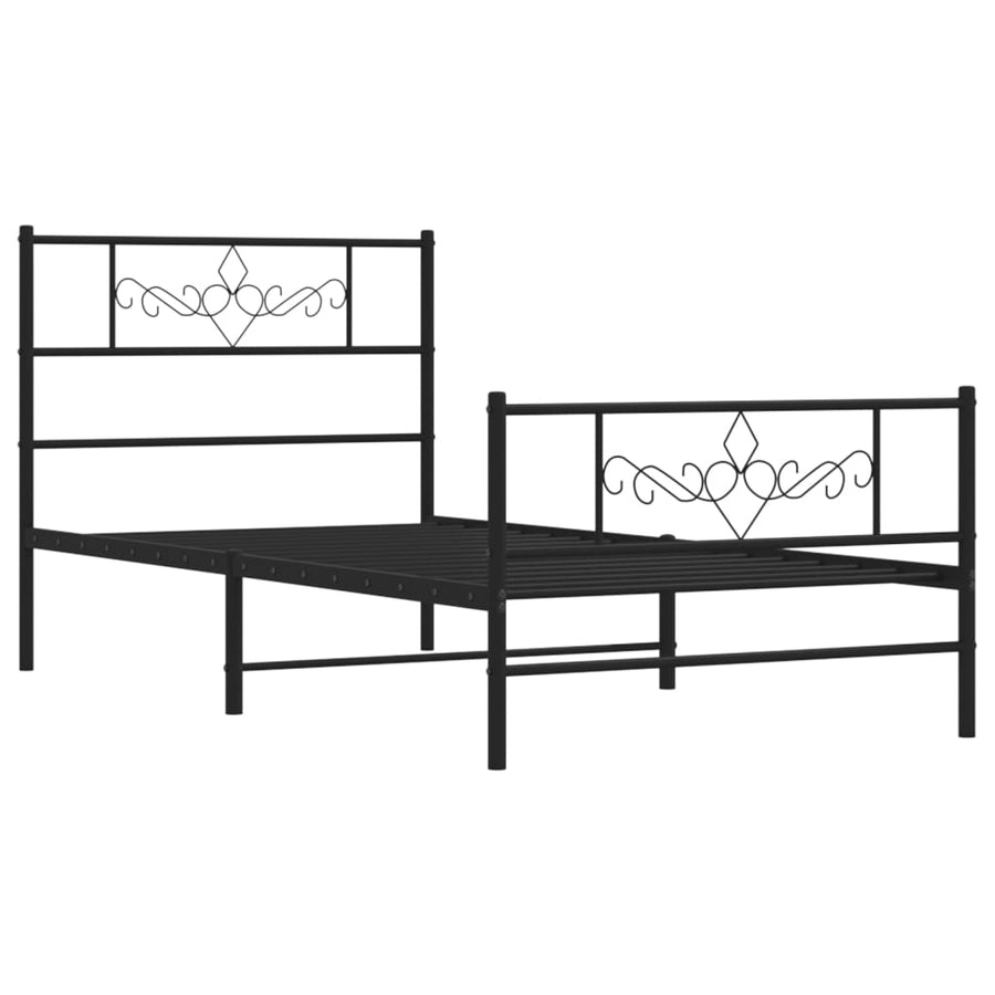 Bedframe met hoofd- en voeteneinde metaal zwart 100x190 cm 100 x 190 cm Zwart