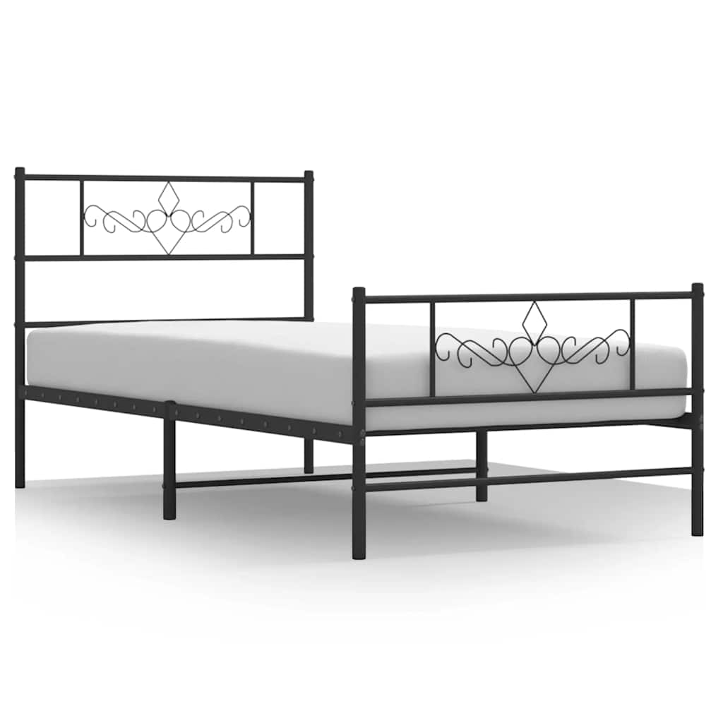 Bedframe met hoofd- en voeteneinde metaal zwart 100x200 cm