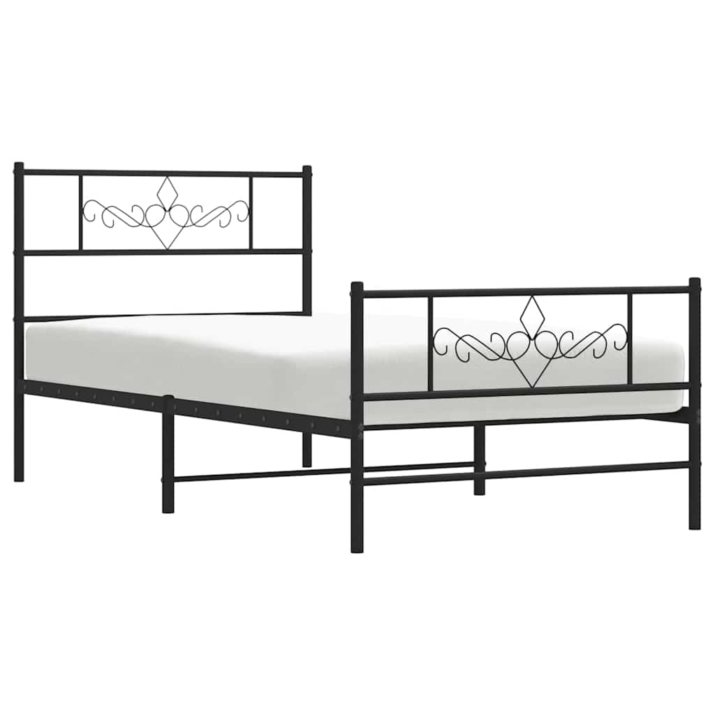 Bedframe met hoofd- en voeteneinde metaal zwart 100x200 cm