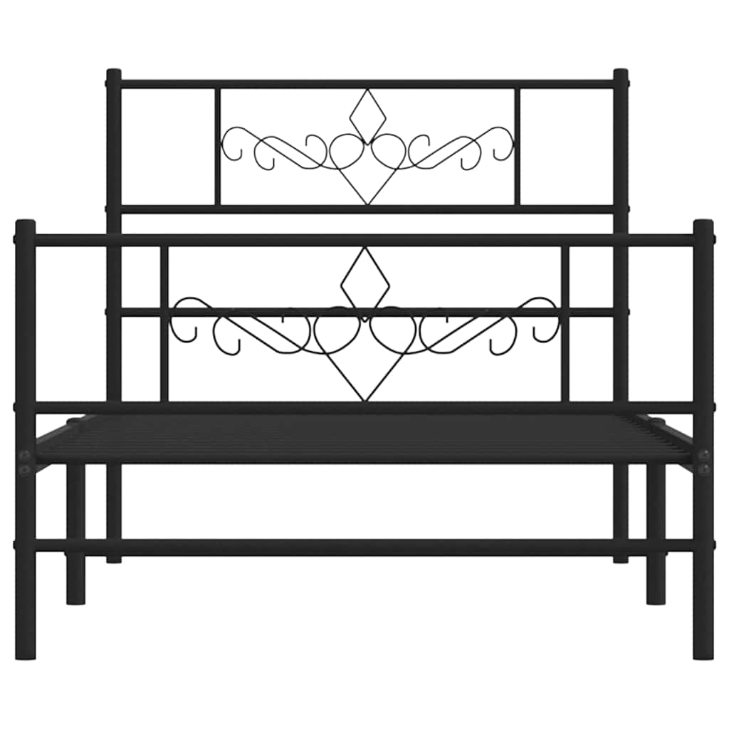 Bedframe met hoofd- en voeteneinde metaal zwart 100x200 cm