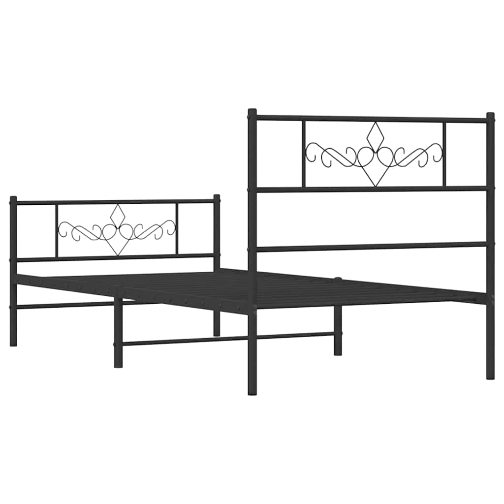 Bedframe met hoofd- en voeteneinde metaal zwart 100x200 cm