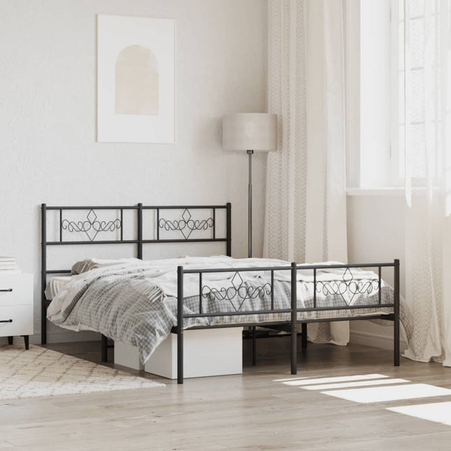 Bedframe met hoofd- en voeteneinde metaal zwart 120x190 cm 120 x 190 cm Zwart met hoofdbord & voetbord