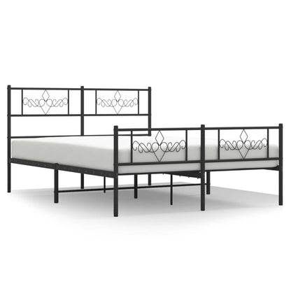 Bedframe met hoofd- en voeteneinde metaal zwart 120x200 cm 120 x 200 cm Zwart met hoofdbord & voetbord