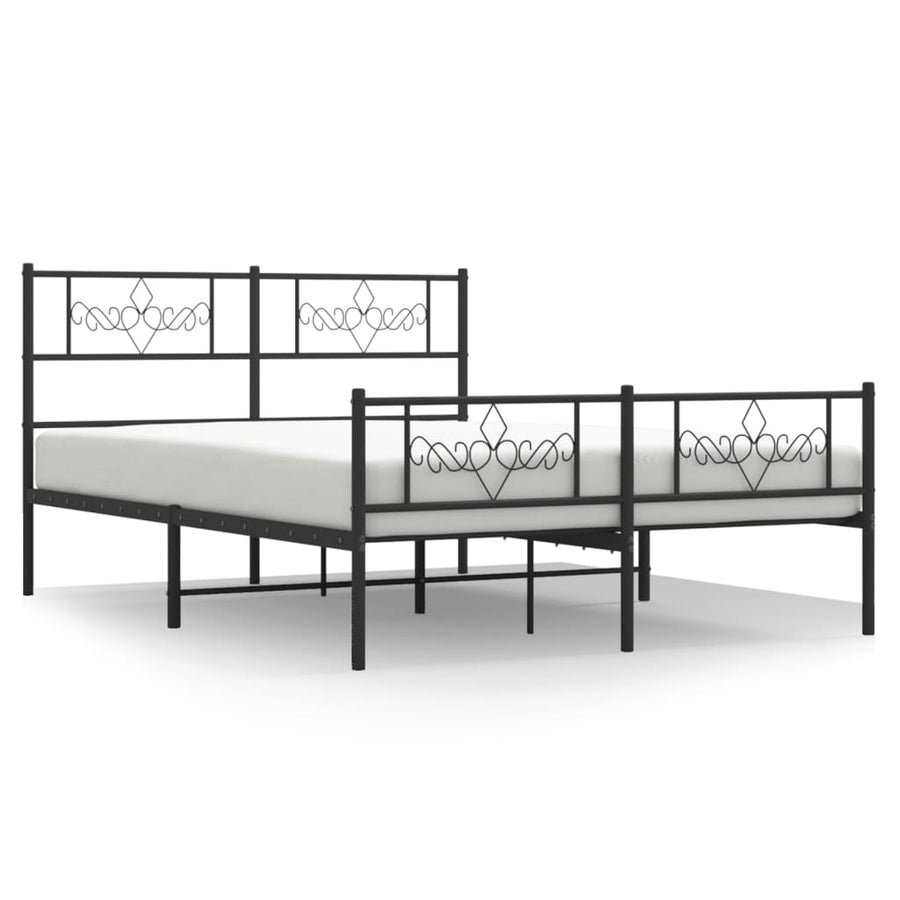 Bedframe met hoofd- en voeteneinde metaal zwart 120x200 cm 120 x 200 cm Zwart met hoofdbord & voetbord