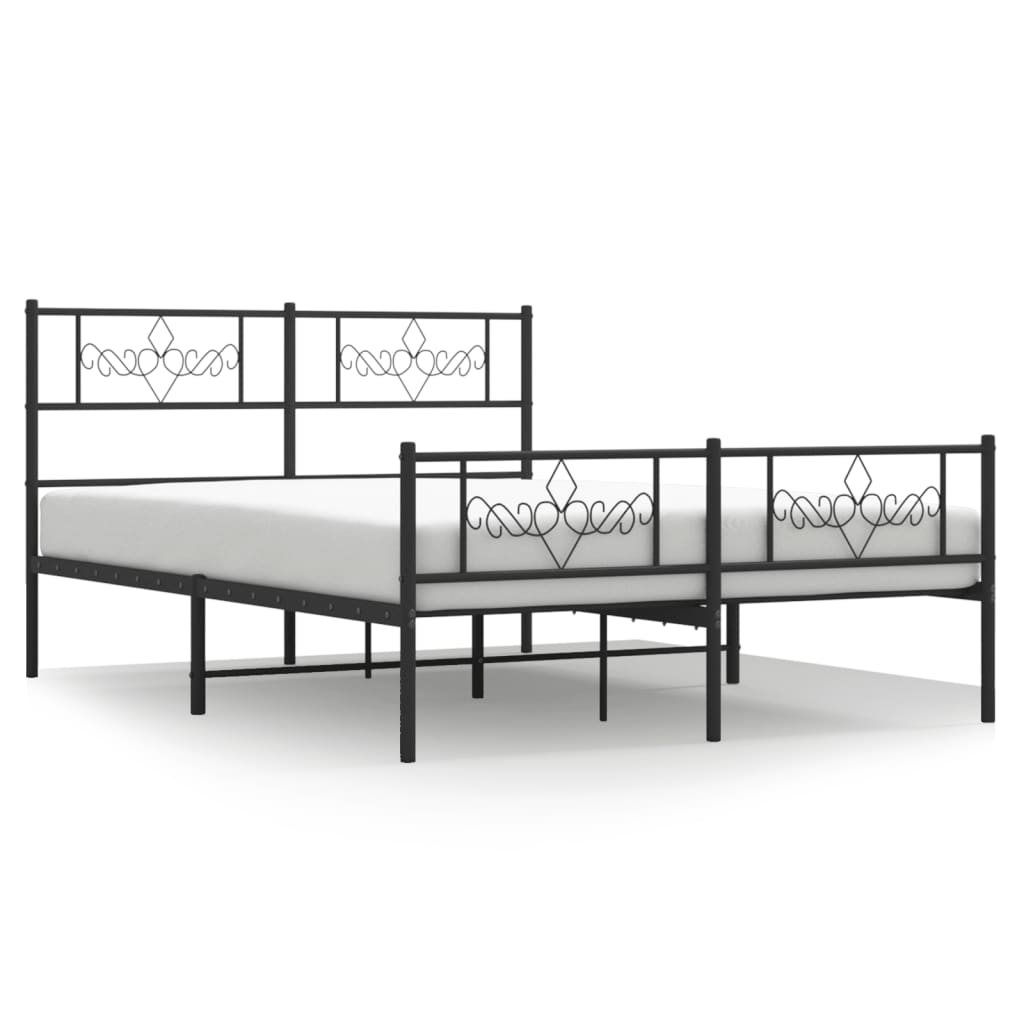 Bedframe met hoofd- en voeteneinde metaal zwart 135x190 cm 135 x 190 cm Zwart