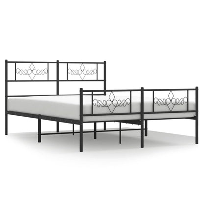 Bedframe met hoofd- en voeteneinde metaal zwart 135x190 cm 135 x 190 cm Zwart