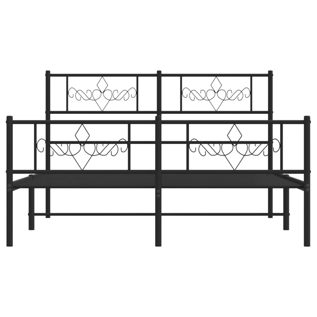 Bedframe met hoofd- en voeteneinde metaal zwart 135x190 cm 135 x 190 cm Zwart
