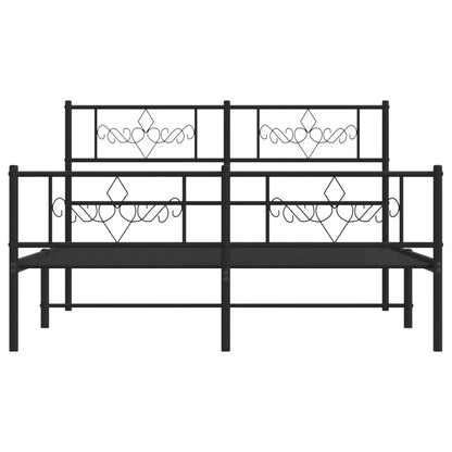 Bedframe met hoofd- en voeteneinde metaal zwart 135x190 cm 135 x 190 cm Zwart