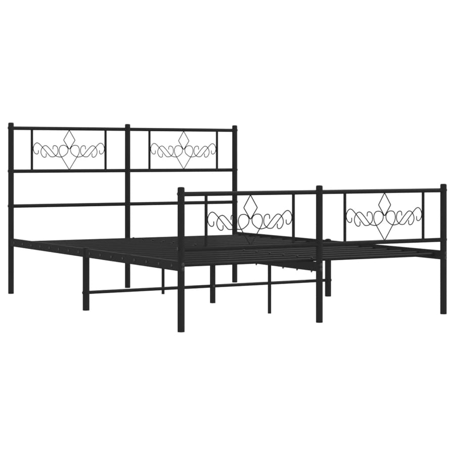Bedframe met hoofd- en voeteneinde metaal zwart 135x190 cm 135 x 190 cm Zwart