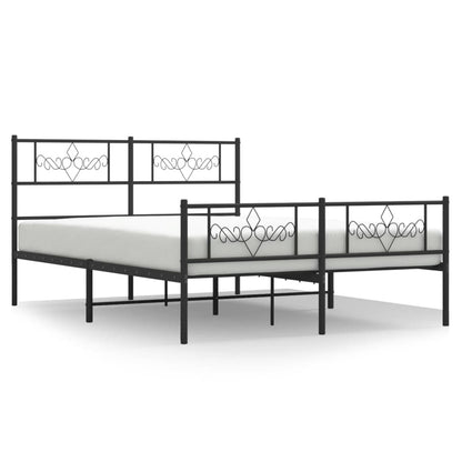Bedframe met hoofd- en voeteneinde metaal zwart 140x190 cm 140 x 190 cm Zwart
