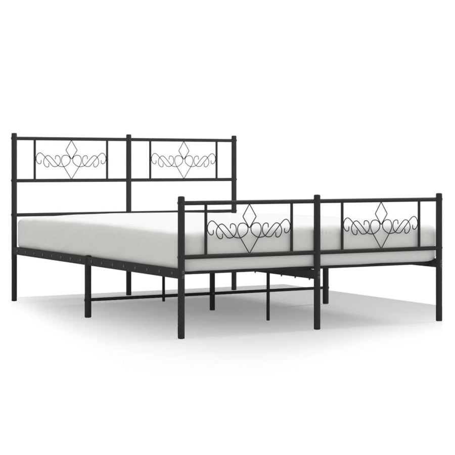 Bedframe met hoofd- en voeteneinde metaal zwart 140x190 cm 140 x 190 cm Zwart