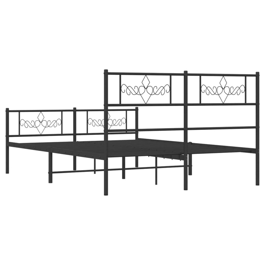 Bedframe met hoofd- en voeteneinde metaal zwart 140x200 cm 140 x 200 cm Zwart