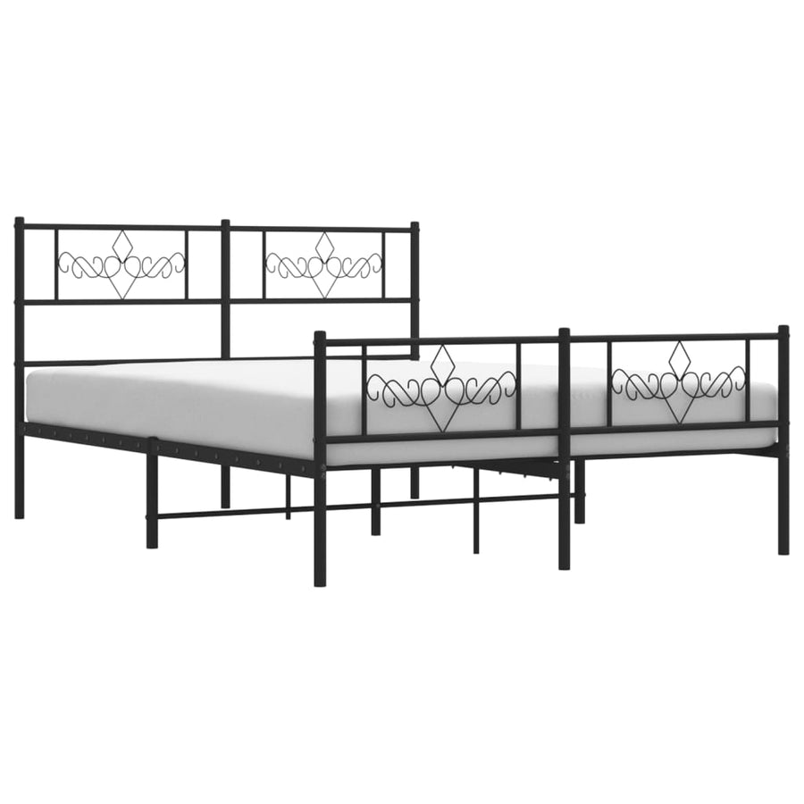 Bedframe met hoofd- en voeteneinde metaal zwart 150x200 cm 150 x 200 cm Zwart