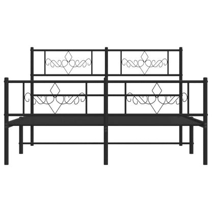 Bedframe met hoofd- en voeteneinde metaal zwart 150x200 cm 150 x 200 cm Zwart