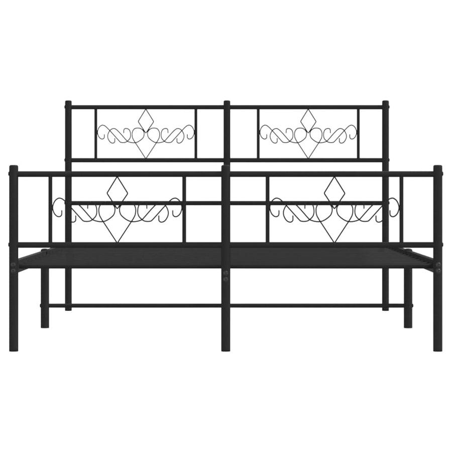 Bedframe met hoofd- en voeteneinde metaal zwart 150x200 cm 150 x 200 cm Zwart