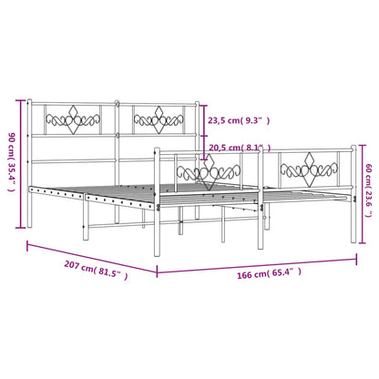 Bedframe met voetbord zonder matras metaal zwart 160x200 cm