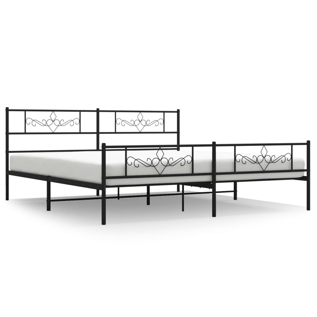 Bedframe met hoofd- en voeteneinde metaal zwart 180x200 cm 180 x 200 cm Zwart met hoofdbord & voetbord
