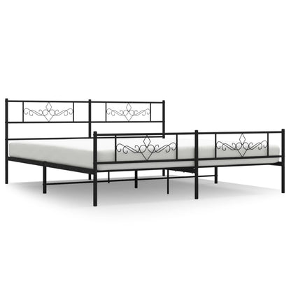 Bedframe met hoofd- en voeteneinde metaal zwart 180x200 cm 180 x 200 cm Zwart met hoofdbord & voetbord
