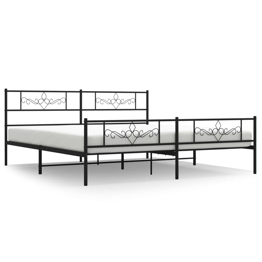 Bedframe met hoofd- en voeteneinde metaal zwart 180x200 cm 180 x 200 cm Zwart met hoofdbord & voetbord