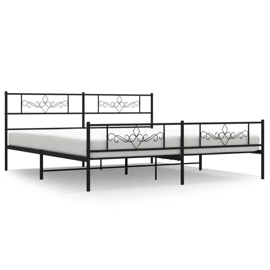 Bedframe met hoofd- en voeteneinde metaal zwart 183x213 cm 183 x 213 cm Zwart