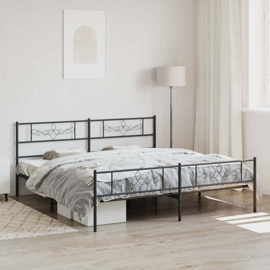 Bedframe met hoofd- en voeteneinde metaal zwart 183x213 cm 183 x 213 cm Zwart