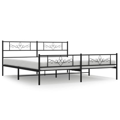 Bedframe met hoofd- en voeteneinde metaal zwart 193x203 cm 193 x 203 cm Zwart