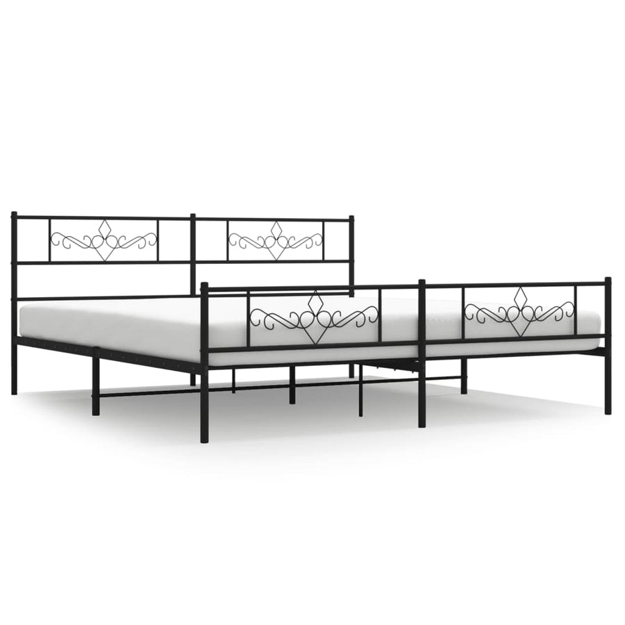 Bedframe met hoofd- en voeteneinde metaal zwart 193x203 cm 193 x 203 cm Zwart