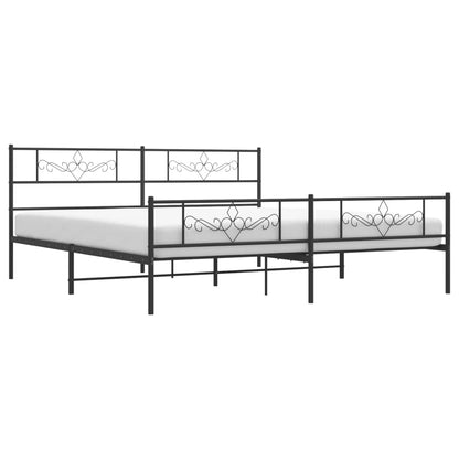Bedframe met hoofd- en voeteneinde metaal zwart 193x203 cm 193 x 203 cm Zwart