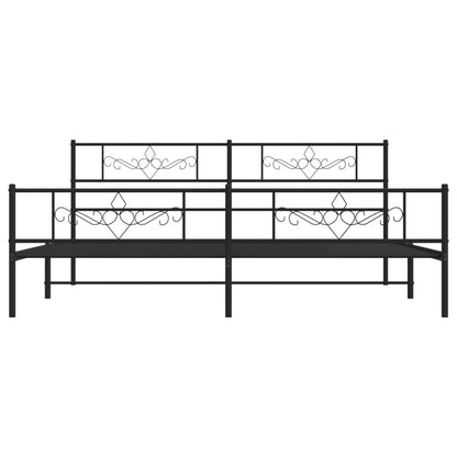 Bedframe met hoofd- en voeteneinde metaal zwart 193x203 cm 193 x 203 cm Zwart