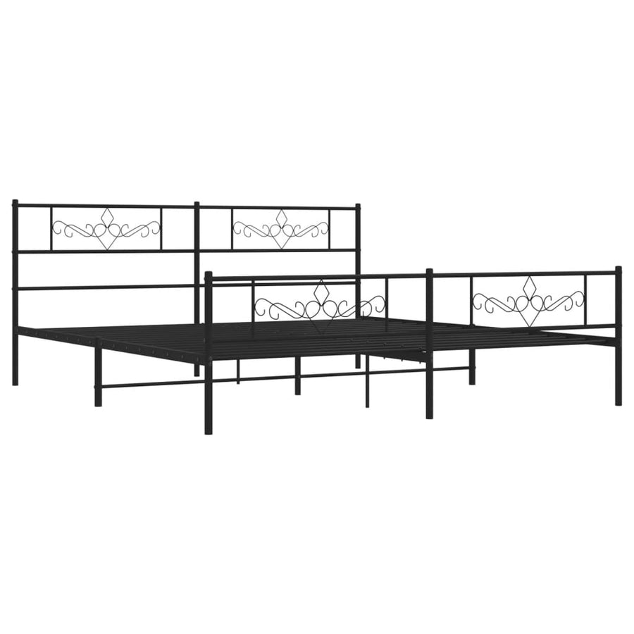 Bedframe met hoofd- en voeteneinde metaal zwart 193x203 cm 193 x 203 cm Zwart